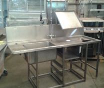 Dishwasher pass through rinse sink with hose tap 1850mm long