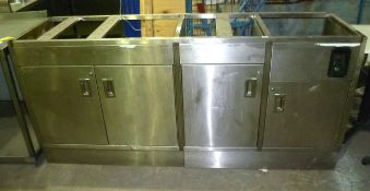 2m st/steel back counter unit