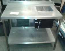 1.1m Stainless steel table and chilled well