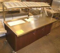 Mobile cutlery/condiment trolley, walnut effect doors