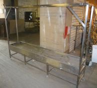 Stainless steel meat hanging frame with drain, 2.4 x 500