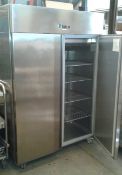 Olis double door upright stainless steel freezer, tested and refurbished