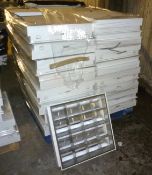 Pallet of 32 no. 600 x 600 suspended ceiling light fittings, modular low energy