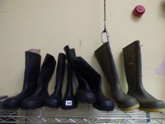 *3 Pairs of Black Wellies & 1 Pair of Green Wellies (Sizes 4, 3, 7 & 10)