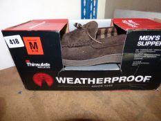 *Pair of Brown Size 9-10 Moccasin Slippers