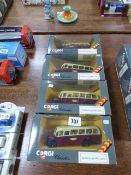 4 Boxed Corgi Bedford Type OB Coaches