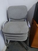 4 Chrome Framed Stackable Chairs with Grey Upholstered Seats