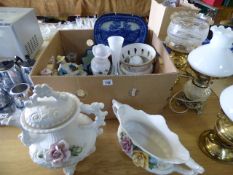 Box containing Glass Vases - Figurines etc