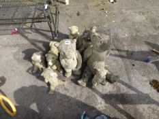 Collection of Concrete Garden Ornamental Teddy Bears