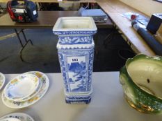 Blue & White Planter on Pedestal