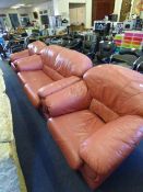 Pink Leather 3 Piece Suite