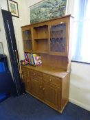 Pine Display Cabinet Over Sideboard