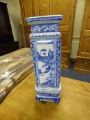 Blue & White Planter on Pedestal