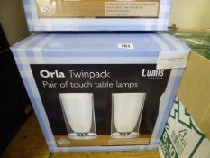 *Pair of Clear Glass Touch Lamps