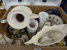 Box Containing Glass Vases - Figurines etc