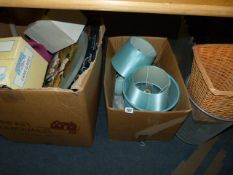 2 Boxes of Bric-a-Brac Containing Bedside Lamps etc