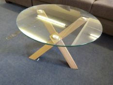 *Oak & Glass Circular Coffee Table