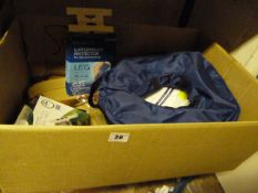 Box containing Various Pet Collars - Inflatable Neck Braces - Tacks - 2 Port PCI Express Cards etc