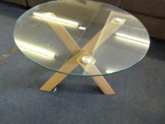 *Oak & Glass Circular Coffee Table