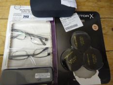 *Pack of Reading Glasses - Pack of Sun Glasses & Pack of 3 Make-Up Puffs