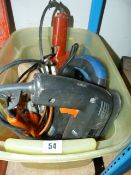 Box containing Various Electric Power Drills