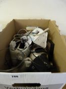 Box of Kitchenalia Including Irons - Kettles - Toasters etc