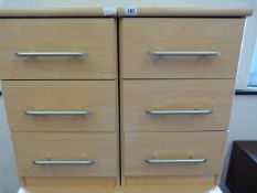 Pair of Beech Bedside Tables with Chrome Handles