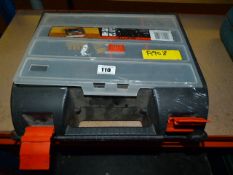 Box containing A Bosch 9.6v Cordless Drill & Components