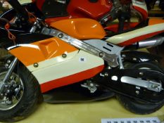 Petrol Driven Mini Moto Motorcycle - Black Red Orange & Cream