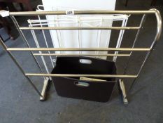 White Folding Clothes Horse - Chrome Towel Rail & Magazine Rack