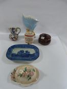 Blue & White Meat Plate - Wade Scotch Whisky Barrel - Masons Jug - Carltonware etc