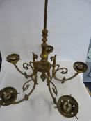 Brass 5 Arm Hanging Chandelier