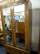 Art Nouveau Mirrored Double Wardrobe