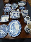 Large Collection of Spode & Other Blue and White Wares including Meat Plates - Bowls etc