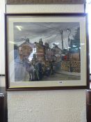 Framed Village Scene by RF Bayer