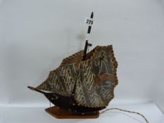 1950's Table Lamp in the Shape of a Ship