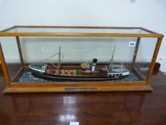 Framed Scale Model of The ST Stella Arcturus Built in Beverley 1946