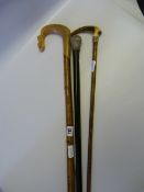 3 Vintage Walking Sticks - 1 Silver Topped