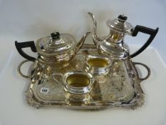 Silver Plated Tea Service on Gallery Tray