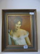 Framed Oil Painting Depicting A Young Lady