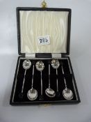 Set of 6 Solid Silver Cocktail Spoons