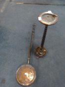 Oak Smokers Stand & Copper Bed Warming Pan