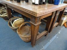 Edwardian Oak Library Table