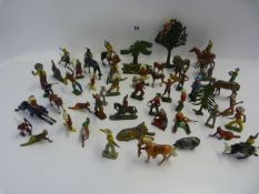 Tray Containing Britains Lead Cowboy & Indian Figures etc