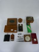 Quantity of Collectable Items including Hip Flasks - Ships Whistle - Boxes etc