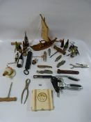 Large Collection of Cork Screws - Bottle Openers - Mini Pistol etc