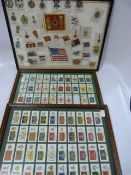 2 Framed Sets of Cigarette Cards & 2 Framed Sets of Cigarette Silks