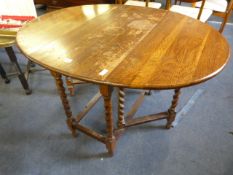 Oak Drop Leaf Table on Barley Twist Legs