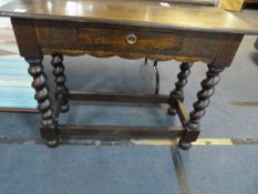Edwardian Oak Hall Table with Barley Twist Legs