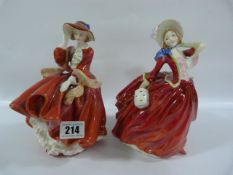2 Royal Doulton Figurines - Top of The Hill & Autumn Breezes